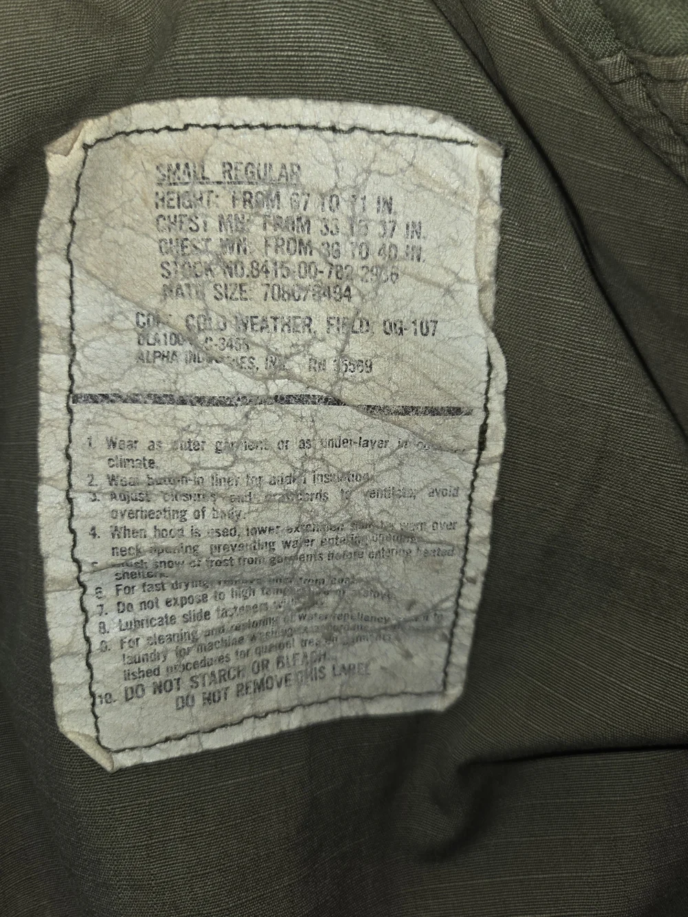 1982...U.S. Army Olive Green M-65 Field Jacket